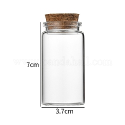 Bouteille en verre, avec bouchon en liège, souhaitant bouteille, colonne, clair, 3.7x7 cm, capacité: 50 ml (1.69 oz liq.)