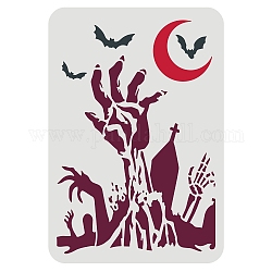 FINGERINSPIRE Zombie Hand Stencil 29.7x21cm/11.7x8.3inch Reusable Zombie Hands Pattern Stencil Moon Bat Tomb Zombie Hands Halloween Stencils for Painting on Wall, Canvas, Tile, Furniture and Paper