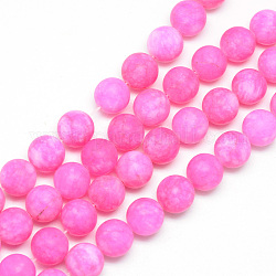 Natürliche weiße Jade Perlenstränge, gefärbt, matt, Runde, tief rosa, 8~9 mm, Bohrung: 1 mm, ca. 46~48 Stk. / Strang, 14.9 Zoll