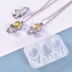 Moules à pendentif en silicone bricolage spaceman, moules de résine, pour la résine UV, fabrication de bijoux collier en résine époxy, blanc, 45x70x11.5mm