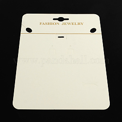 Cartes d'affichage de collier en carton de forme rectangle, blanc, 190x140x0.8mm