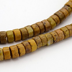Brins de perles de heishi en pierre naturelle de shoushan tianhuang de lardérite, Plat rond / disque, 6x3mm, Trou: 1mm, Environ 120 pcs/chapelet, 15.75 pouce