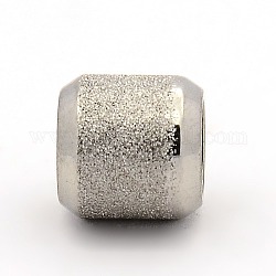 Stainless Steel Textured Beads, Large Hole Column Beads, Stainless Steel Color, 10x10mm, Hole: 6mm