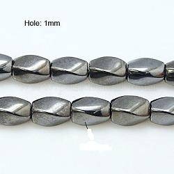 Non magnetici perle ematite sintetico fili, twist ovale, 9x6mm, Foro: 1 mm