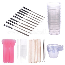 OLYCRAFT Resin Mixing Tools Resin Making Supplies Kit with Measure Cups, Disposable Cups, Mixing Sticks, Dropping Pipettes, Tweezers, Spoons and Needle File Set