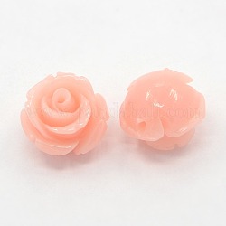 Synthetic Coral 3D Flower Rose Beads, Dyed, Light Salmon, 6x6mm, Hole: 1mm