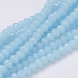 Glass Beads Strands, Imitation Jade Style, Faceted, Rondelle, Turquoise, 6x4mm, Hole: 1mm, about 95pcs/strand, about 14 inch