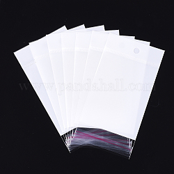 Pearl Film Cellophane Bags, OPP Material, Self-Adhesive Sealing, with Hang Hole, Rectangle, White, 13.5~14x8cm, Unilateral Thickness: 0.045mm, Inner Measure: 8.5~9x8cm