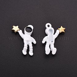 Pendenti in lega verniciati a forno, l'astronauta solleva le stelle, bianco, 21x16.5x4.5mm, Foro: 1.5 mm