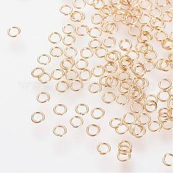 304 anelli di salto in acciaio inox, anelli di salto aperti, nichel libero, vero placcato oro 18k, 24 gauge, 2.5x0.5mm, diametro interno: 1.5mm