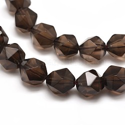 Facettierte natürliche Rauchquarz-Edelsteinperlenstränge, sternförmige runde Perlen, 8 mm, Bohrung: 1 mm, ca. 47 Stk. / Strang, 16 Zoll