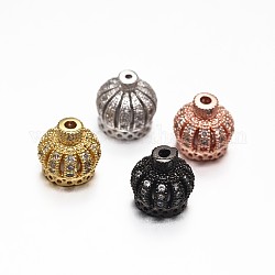 Cz Messing Micro Pave Zirkonia Krone Perlen Kegel, Bleifrei und cadmium frei, Mischfarbe, 9x9 mm, Bohrung: 1 mm