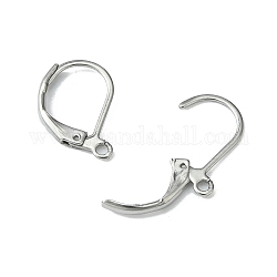 304 Stainless Steel Leverback Earring Findings, with Loop, Stainless Steel Color, 15x10x1.5mm, Hole: 1.5mm