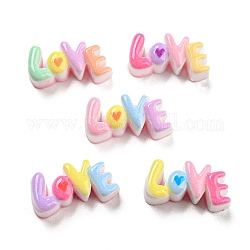 Cabochons di opaco resina, parola amore color arcobaleno, colore misto, 8x16x6mm
