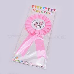 Épingles d'insigne en fer blanc, épingles de bouton de révélation de genre, nouveaux cadeaux de maman papa pour la célébration de fête de douche de bébé, mot maman pour être, perle rose, 154x78x14mm, pin: 0.8 mm