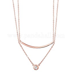 SHEGRACE 925 Sterling Silver Tiered Necklaces, with Micro Pave AAA Cubic Zircon Pendant, Rose Gold, 13.3 inch(34cm)