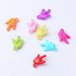 Opaque Acrylic ASL Pendants, Gesture for I Love You, Mixed Color, 25.5x19.5x8mm, Hole: 3mm, about 380pcs/500g