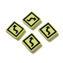 Cabochons di opaco resina, rombo con segno di freccia, giallo, 17x19x4mm