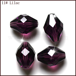 Abalorios de cristal austriaco de imitación, aaa grado, facetados, bicono, púrpura, 8x11mm, agujero: 0.9~1 mm