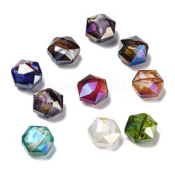 Perle di vetro millefiori fatto a mano, sfaccettato, esagono, colore misto, 16x14x10mm, Foro: 1 mm