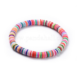 Эластичные браслеты для мамы, с бисером хэйши из полимерной глины ручной работы, украшения ко дню матери, красочный, 2-1/4 дюйм (5.8 см)
