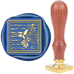 Scrapbook bricolage, tampon de cire en laiton et poignées en bois, motif de colibri, 89mm, timbres: 25x25x14.5mm