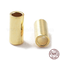 925 perles tube intercalaire en argent sterling, colonne, or, 4x2mm, Trou: 1.5mm, environ 217 pièces (10g)/sac