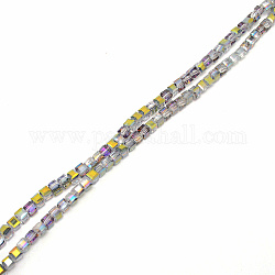 Electroplate Glass Beads, AB Color Plated, Faceted Cube, Rainbow Plated, 6x6x6mm, Hole: 1.2mm, about 99pcs/strand, 21.65~22.44 inch(55~57cm)