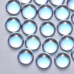 Cabochons en verre transparent, de couleur plaquée ab , demi-rond / dôme, clair ab, 10x5mm
