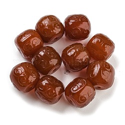 Natural Carnelian Carved Beads, Barrel, 15.5x14.5x3mm, Hole: 1.6mm