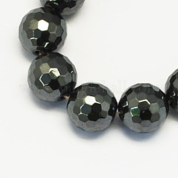 Non-magnetic Synthetic Hematite Beads Strands, Grade A, Faceted, Round, Black, 8mm, Hole: 1.5mm