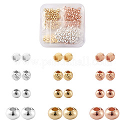 Perline distanziali in ottone kissitty, rondelle e tonde e tonde piatte e colonne, colore misto, 360pcs/scatola
