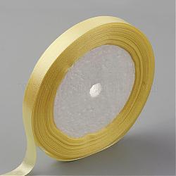 シングルフェイスサテンリボン  ポリエステルリボン  淡黄色  1/4インチ（6mm）  約25ヤード/ロール（22.86メートル/ロール）  10のロール/グループ  250ヤード/グループ（228.6メートル/グループ）