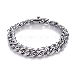 Bracelets chaîne à maillons cubains en acier inoxydable 304 pour homme, couleur inoxydable, 9-1/4 pouce (23.5 cm)