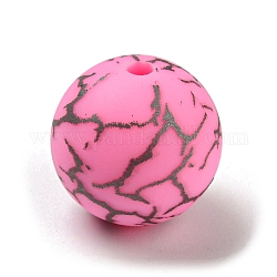 Silicone Beads, Round, Hot Pink, 15mm, Hole: 2mm