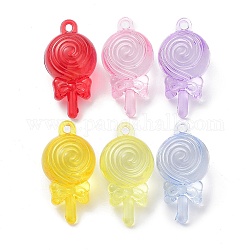Transparent Plastic Pendants, Lollipop Charm, Mixed Color, 42.5x22x21mm, Hole: 3mm