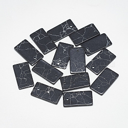 Ciondoli turchese sintetico, tinto, rettangolo, nero, 18x10x1.5mm, Foro: 1 mm