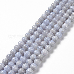 Natürlichen blauen Spitze Achat Perlen Stränge, Klasse ab +, Runde, 6 mm, Bohrung: 1 mm, ca. 60~63 Stk. / Strang, 15.7 Zoll (40 cm)