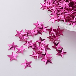 Ornament Accessories Plastic Paillette/Sequins Beads, Star, Hot Pink, 10x10x0.8mm, Hole: 1mm