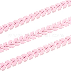 Spritzlackierte Messinggliederketten, Kolbenketten, gelötet, mit Spule, rosa, 7x6x2 mm, 32.8 Fuß (10m)/Rolle