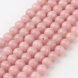 Chapelets de perles rondes en jade de Mashan naturelle, teinte, saumon clair, 6mm, Trou: 1mm, Environ 69 pcs/chapelet, 15.7 pouce