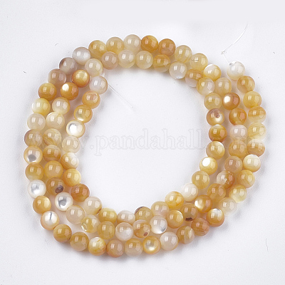 Perles de coquillage jaune brins&nbsp;SHEL-S274-93C-1