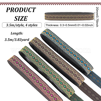 Shop FINGERINSPIRE 15 Yards 4 Colors Vintage Jacquard Ribbon 3/4