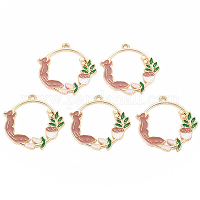 SUNNYCLUE Emaille Katzen Anhänger - Vergoldete Blumen Charms Für Schmuck