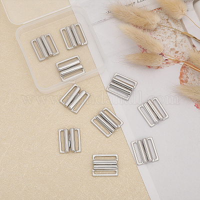 CHGCRAFT Alloy Bikini Clips, Bra Clasp Replacement Part, Lingerie Front  Closure, Platinum, 24x21x4.5mm, Hole: 20x3mm, 12 sets/box