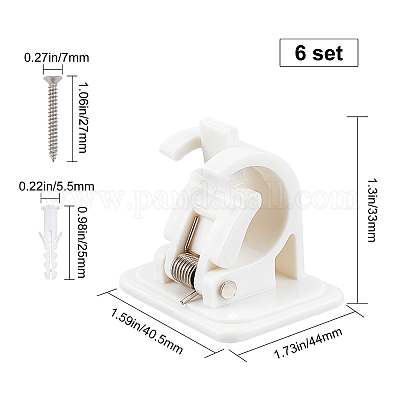 10 Ganci Autoadesivi In Plastica Per Tende A Rete, Bianchi, 2.8x1.9cm, Adatti Per Appendere Aste Leggere E Decorazioni