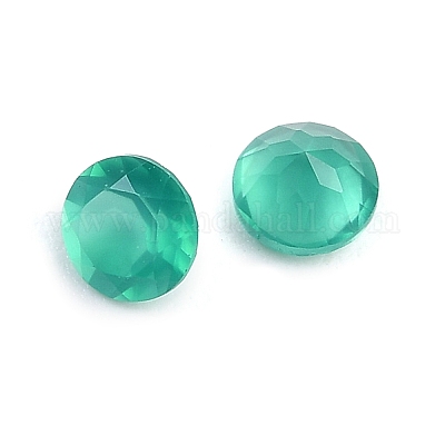 Facettierte natürliche grüne Onyx Achat (gefärbt und erhitzt) Cabochons&nbsp;G-I295-05C-07-1