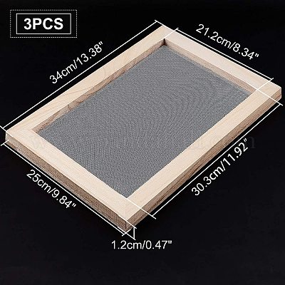 Wholesale SUPERFINDINGS 3Pcs 34x25x1.2cm Rectangle Burly Wood Paper Making  Mould Frame Screen Tools Deckle Screen Printing Frame for DIY Paper Craft 