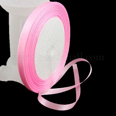 Breast Cancer Pink Awareness Ribbon Making Materials Light Pink Satin Ribbon Wedding Sewing DIY, About 1 inch(25mm) Wide