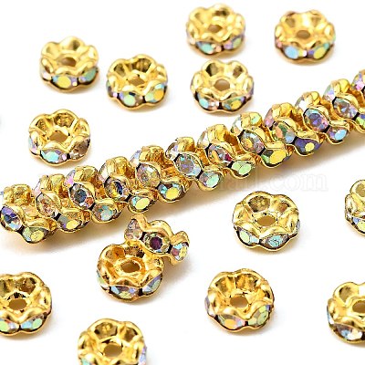 Messing Strass Zwischen perlen&nbsp;RB-A014-L6mm-28G-1